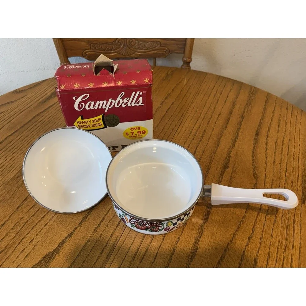 Vintage 2001 Gibson Cambells Soup Vegetable 1.5 Quart Enameled Sauce Pan